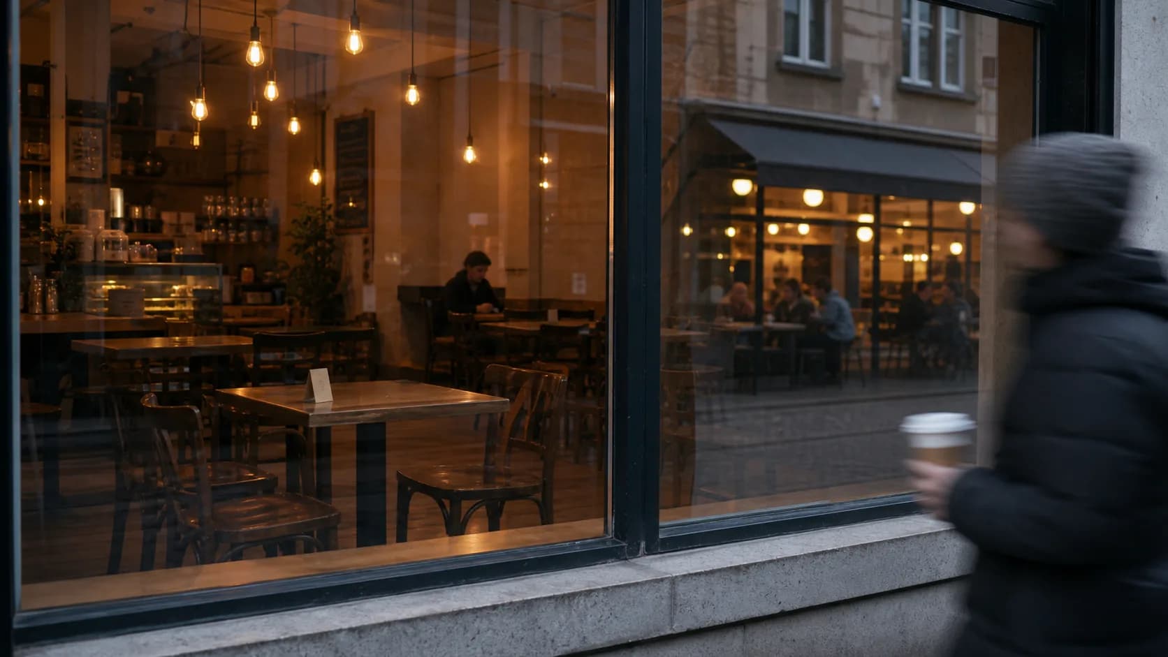 Empty café in the afternoon — symbol of absent guests